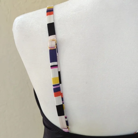 Trina Turk Black Treasure Cove Deep V Neck One Piece Swimsuit Size 12 - Picture 7 of 10